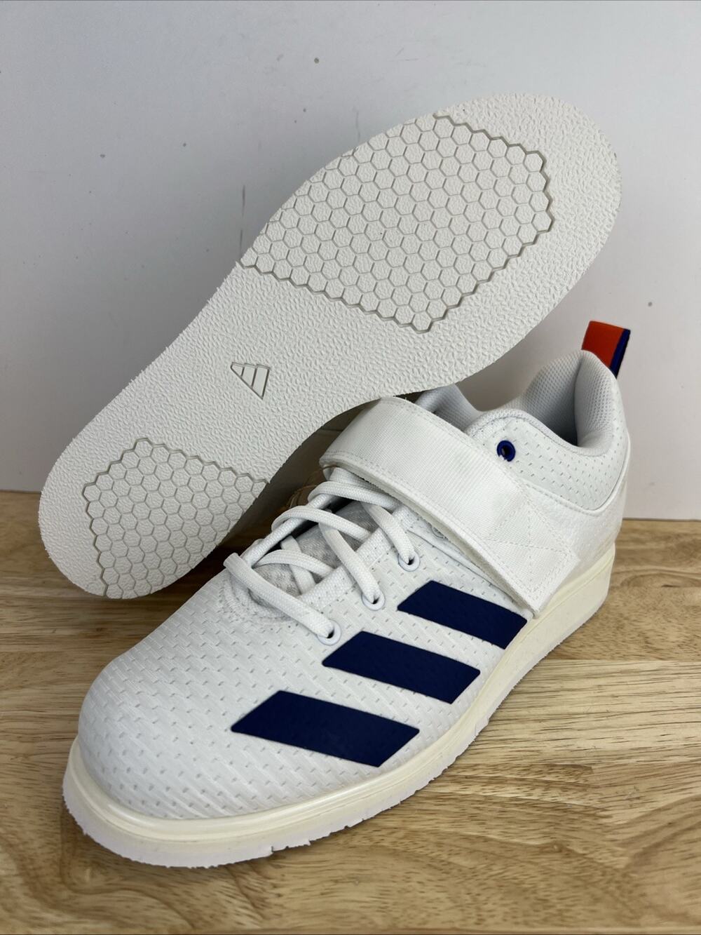 Adidas Powerlift 5 White Navy Orange Weight Lifting Shoes Mens Size 9.5 JP9878